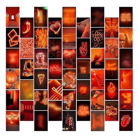 Buy 50PCS Orange Neon Aesthetic Wall Collage Kit, Art Indie Room Decor ...
