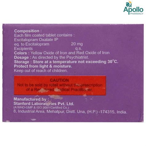 ESCIGRESS 20MG TABLET Price, Uses, Side Effects, Composition - Apollo ...