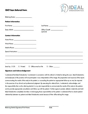 CBCT Scan Referral Form - Blank Fillable Template | Fill Out, Print ...