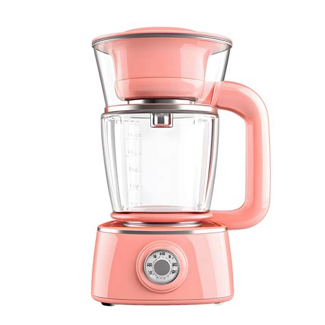 Modern pink kitchen appliance with a transparent jug and handle ...