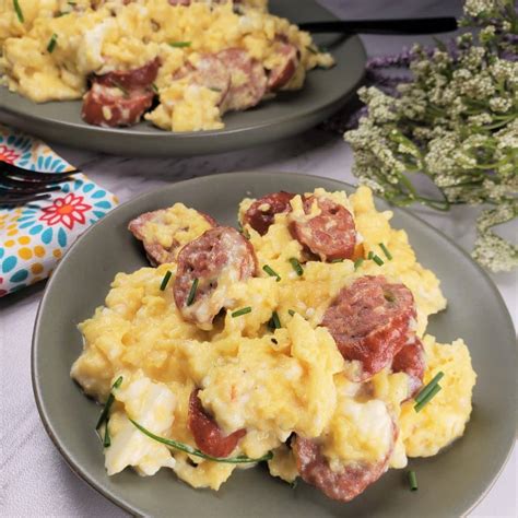 Sausage Feta Eggs Breakfast Scramble Low Carb/Keto - This Old Gal