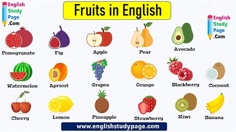 17 Fruits Names in English