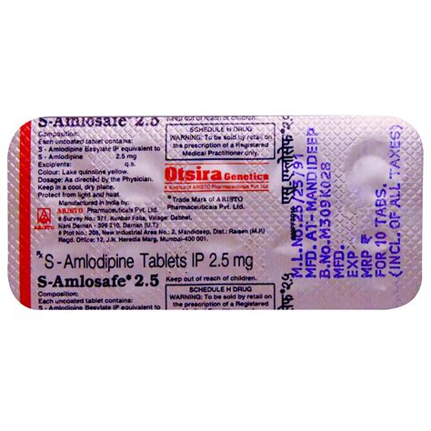 S AMLOSAFE 2.5MG TABLET Price, Uses, Side Effects, Composition - Apollo ...