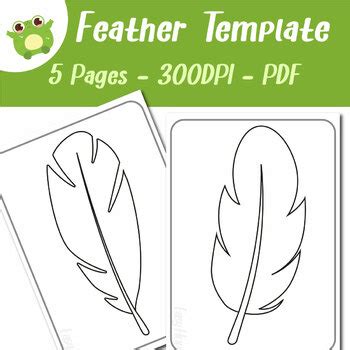 Feather Templates Printable Set 5 Pages for Creative Projects by Easy Hop
