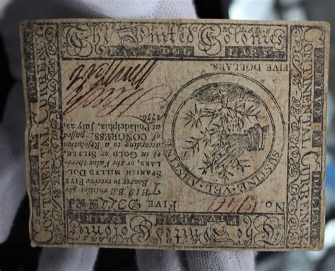 1776 SPANISH MILLED DOLLARS PHILADELPHA FIVE DOLLARS COLONIAL NOTE JULY ...