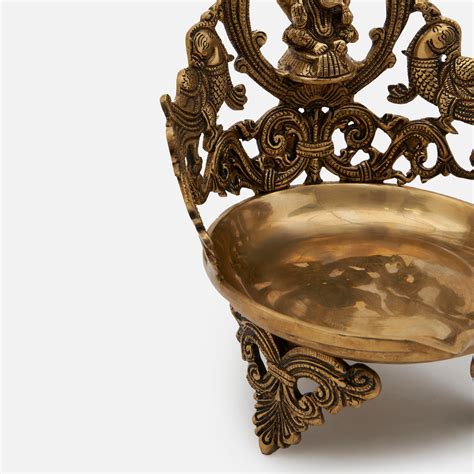 Brass Ganesha Peacock Large Diya/Urli With Antique Finish – DecorTwist