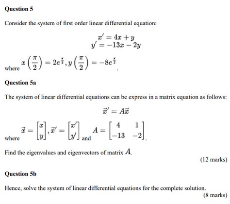 Image result for System of First Order Linear Differential Equation Using Matrix Method Examples