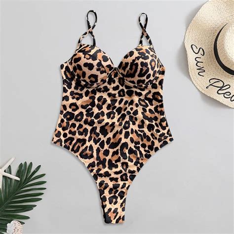 Push Up Swimsuit One Piece Swimwear Women 2021 Leopard Bathing Suits U ...