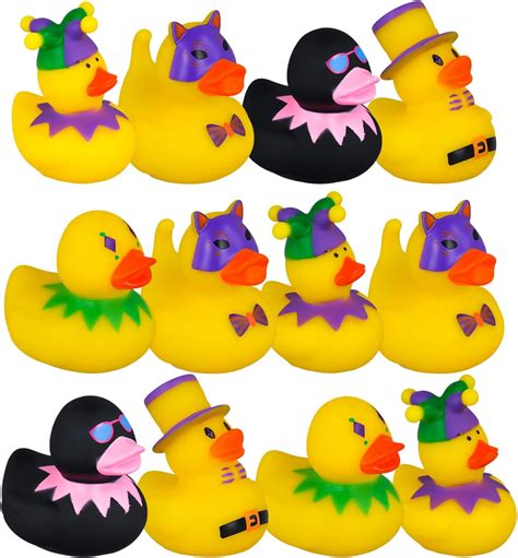 12pcs Mardi Gras Rubber Ducks, Funny Rubber Duck Bath Toy Assorted Mini ...