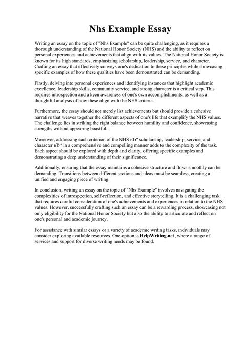 Nhs Example Essay. Fascinating Nhs Essay Examples Thatsnotus | PDF