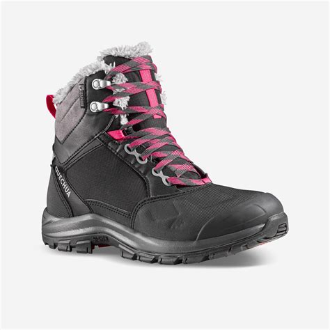 Women’s Winter Boots - SH 500 - Black, Raspberry pink - Quechua - Decathlon