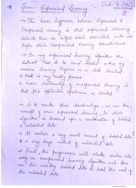 6CS4 ML Unit-4: Supervised vs Unsupervised Learning Insights - Studocu