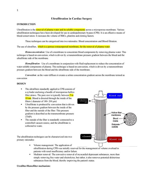 Ultrafiltration in Cardiac Surgery And Its Uses - Ultrafiltration in ...