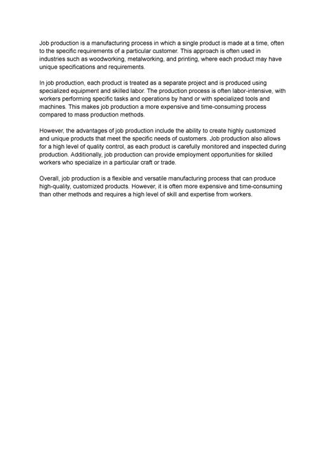 Job Production - This approach is often used in industries such as ...