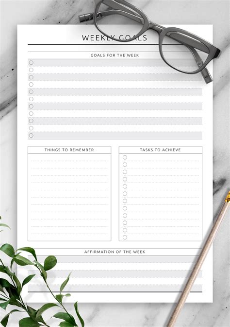 Image result for Weekly Goals Examples