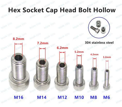 M6 M8 M10 M12 M14 M16 Hex Socket Cap Head Hollow Screws Bolt With Nuts ...