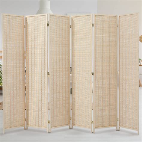 Buy 6 Panel Bamboo Room Divider, 6ft Tall Folding Privacy Screen for ...
