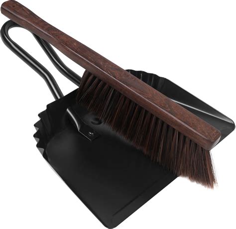 Amazon.com: Mini Dustpan and Brush Set Wood Small Metal Dust Pan ...