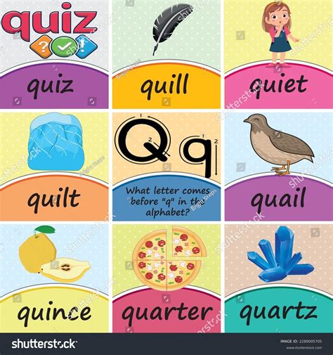 Letter Q Word List With Illustrations Printable Poster FREE Alphabet