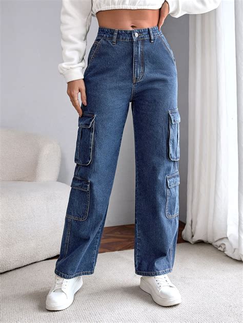 High Waisted Flap Pocket Cargo Jeans | Jeans outfit women, Outfits ...