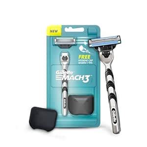 Gillette Mach 3 Razor for Men, with Travel-friendly Hygiene Cap, 3 Anti ...