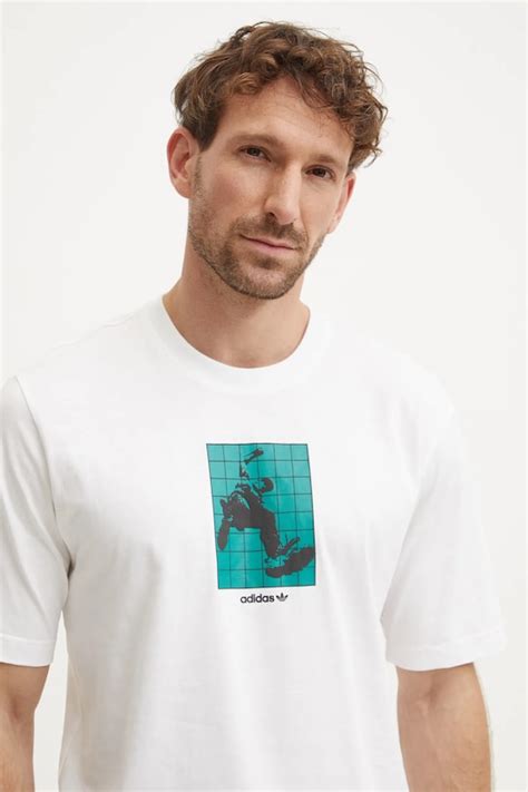 adidas Originals t-shirt bawełniany GRFX Tee męski kolor beżowy z ...