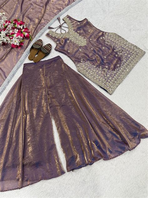 Preferable Grey Color Sequence Embroidered Sharara Suit – Vastra Shop