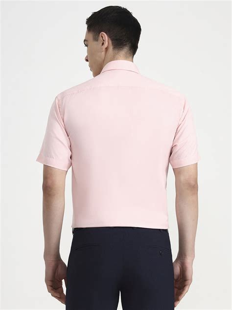 Greenfibre Men's Peach Cotton Blend Formal Shirt | Regular Fit | Solid ...