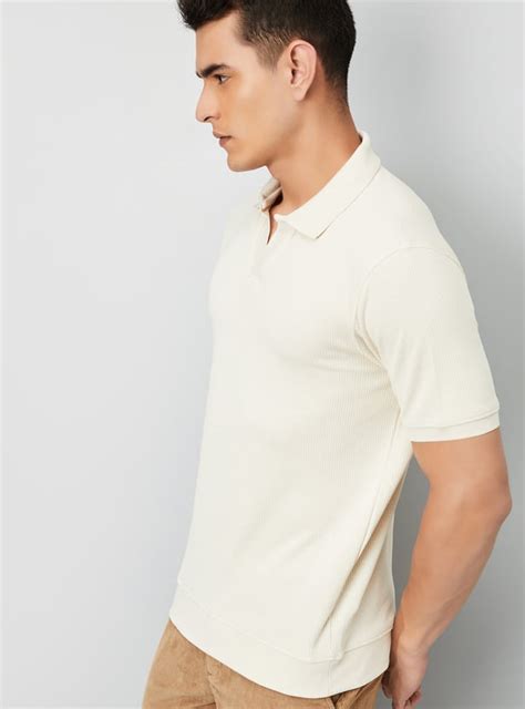 Buy Men Ribbed Johnny Collar Polo T-shirt Online at just Rs. 799.0 ...