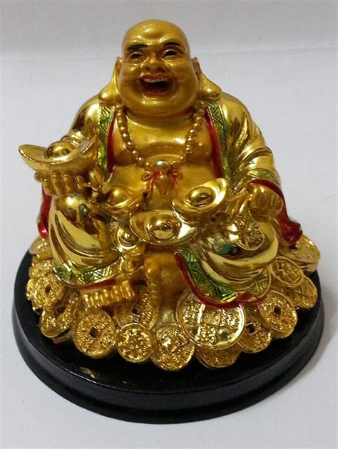 Buy Odishabazar Feng Shui Laughing Buddha Sitting on Gold Coin Statue ...