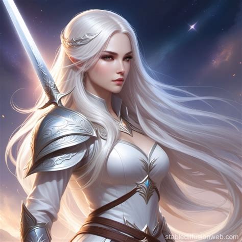 Angry Warrior with Long White Hair | Stable Diffusion Online