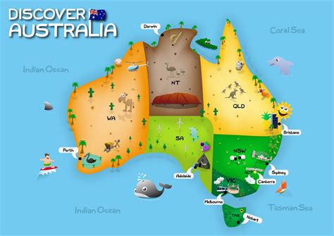 Australia map for kids - Map of Australia for kids (Australia and New Zealand - Oceania)