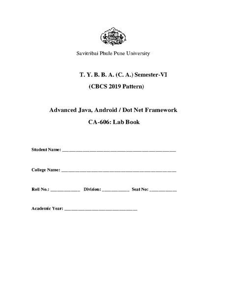 T.Y.B.B.A. (C.A.) Advanced Java & Dot Net Framework Lab Workbook - Studocu