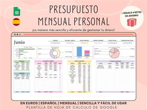 Personal Monthly Budget Template (spanish) - Expense and Income Tracker ...