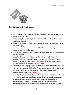 Fillable Online Reimbursement Reminders: Fax Email Print - pdfFiller