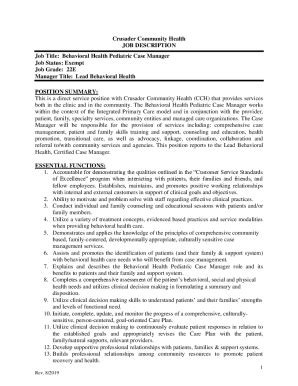 Fillable Online Case Manager - Behavioral Health Services Job ...