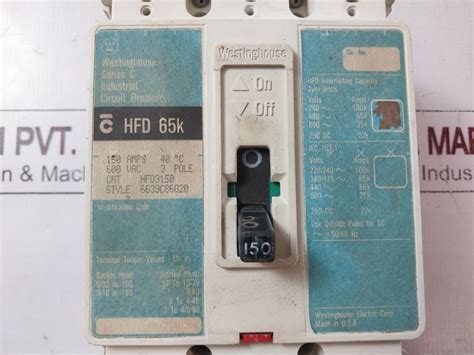 Westinghouse Hfd3150 Industrial Circuit Breaker 3-pole 600Vac,150A ...