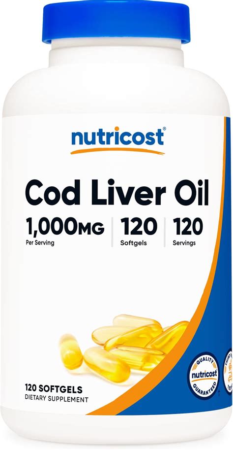 Amazon.com: Nutricost Cod Liver Oil 1000mg, 120 Softgels - Non-GMO ...