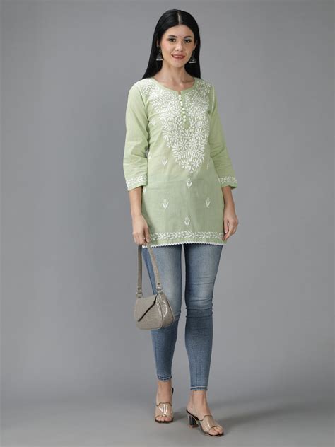 Seva Chikan Hand Embroidered Cotton Lucknowi Chikan Top