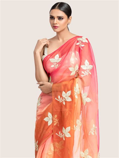 Shaded Organza Gotta Patti Work Saree With Blouse Fabric – Tirumala ...