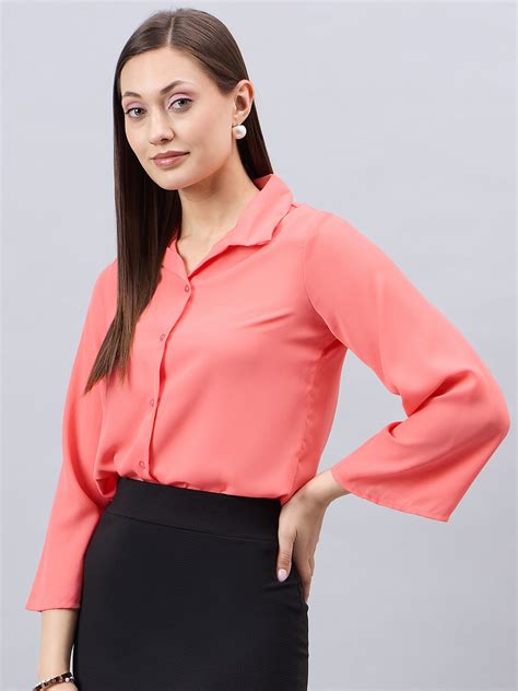 Style Quotient Women Peach Solid Regular Fit Shirt – StyleQuotient