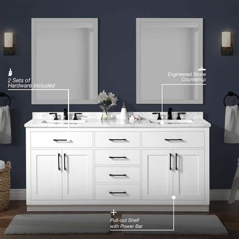 Buy Athea 72 in. W Bath Vanity in White with Engineered Stone Vanity ...