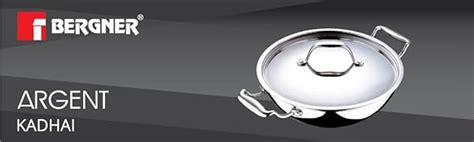 Buy Bergner Triply Argent Kadai with Lid, Silver Online at Low Prices ...