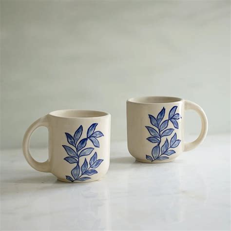 Buy Livada Blue Ceramic Mug Set of 2 Online - Ellementry – ellementry