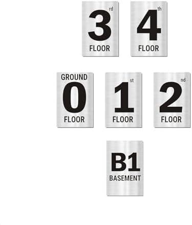 Silver Color Floor Numbers Signboards Display stickers for four floor ...