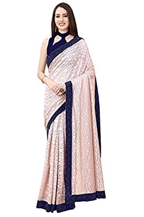 Buy Monrav Women`s Heavy Russel net Swarovski Work Saree With Blouse ...