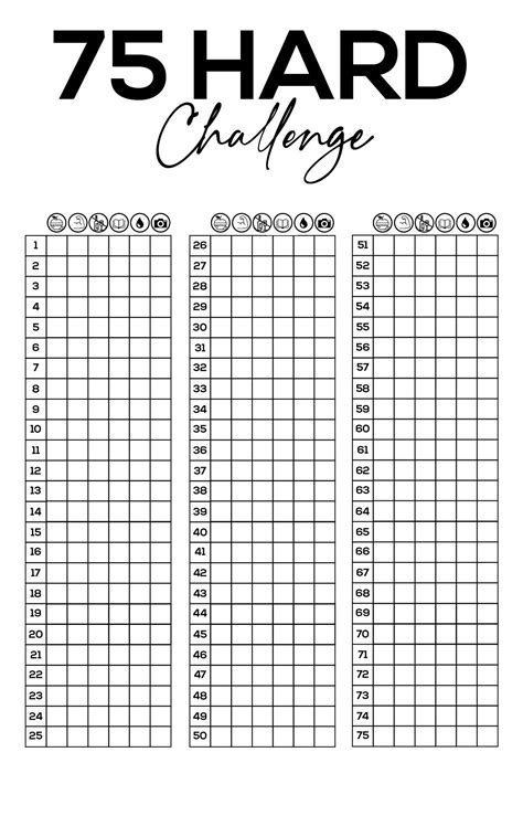 75 Hard Checklist Printable