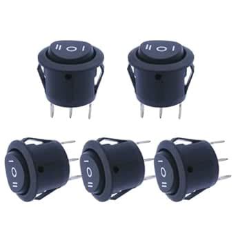 (Pack of - 5 Pieces) 3 Way KCD1 Round Rocker Switch Shell ON/Off/ON ...