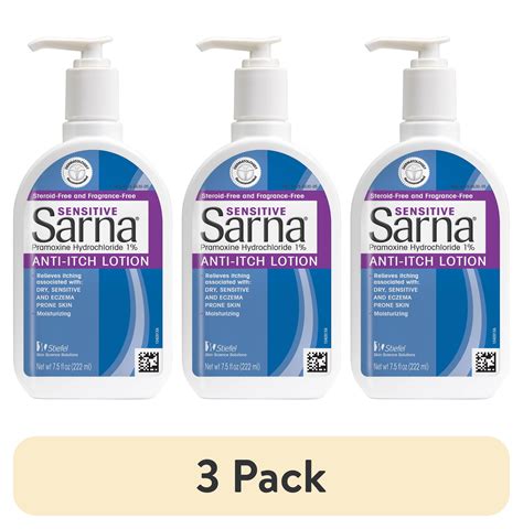 (3 pack) Sarna Sensitive Anti-Itch Lotion, Steroid-Free, 7.5 fl oz ...