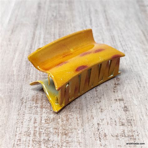 Tiger Print Rectangular Plastic Yellow Hair Clutcher / Hair Claw for G ...